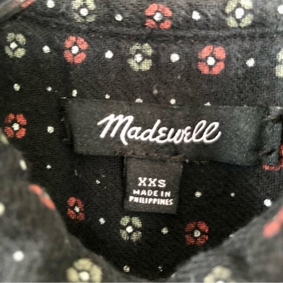 MADEWELL Black Mayfair Foulard oversized Ex-Boyfriend Shirt Floral Dot XXS Cozy - Picture 7 of 11